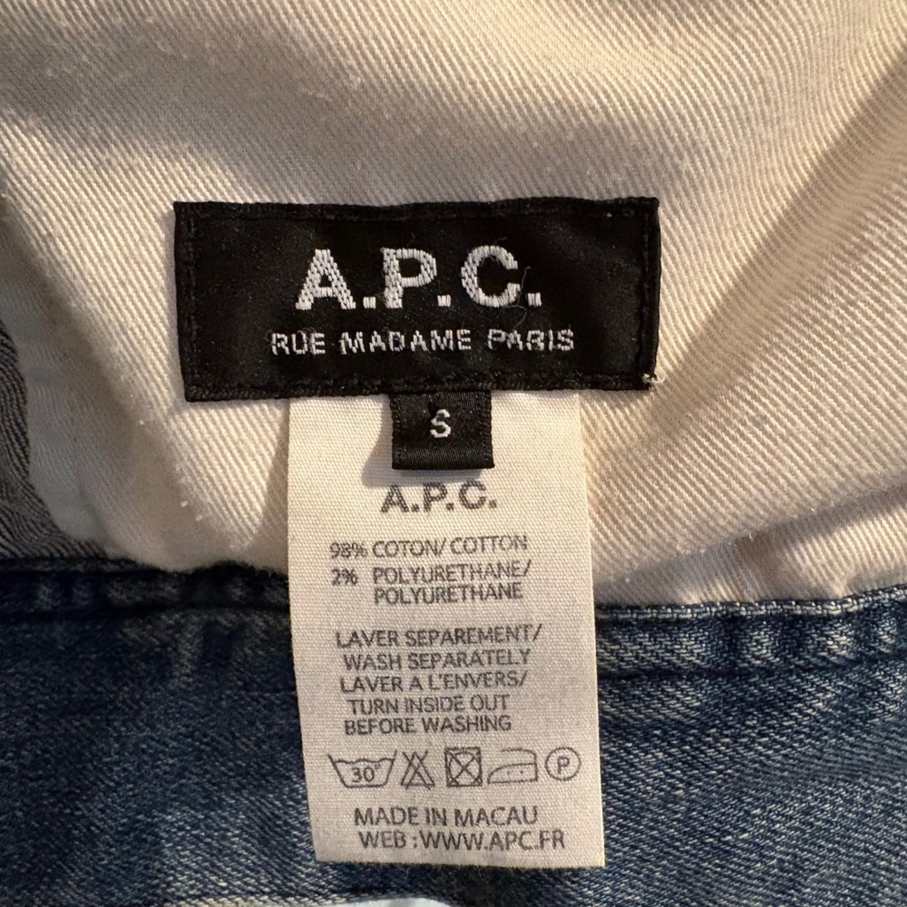 A.P.C. Mens Denim Jacket Small Medium Wash French Minimalist Trucker - Picture 3 of 14